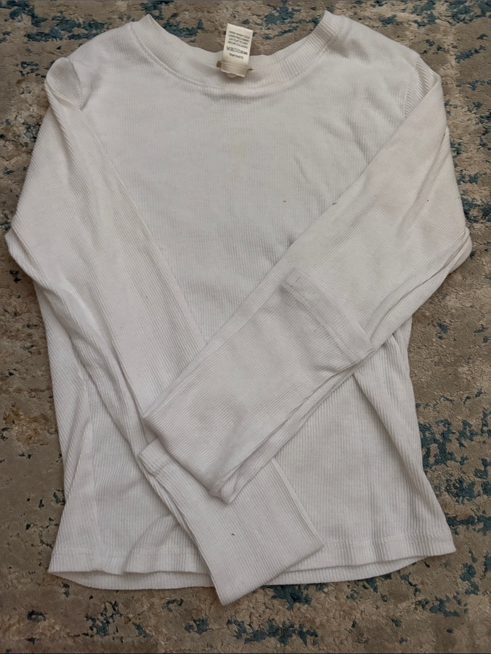 Bozzolo White Ribbed Crewneck Top